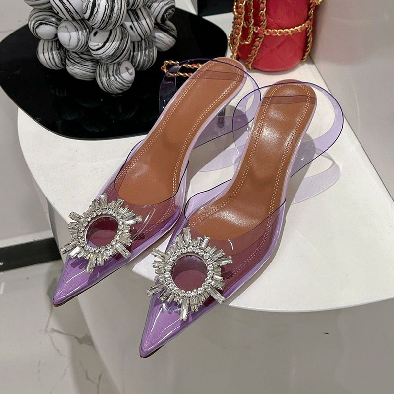 Clear Strap Heel - Dedo do pé apontado claro pvc