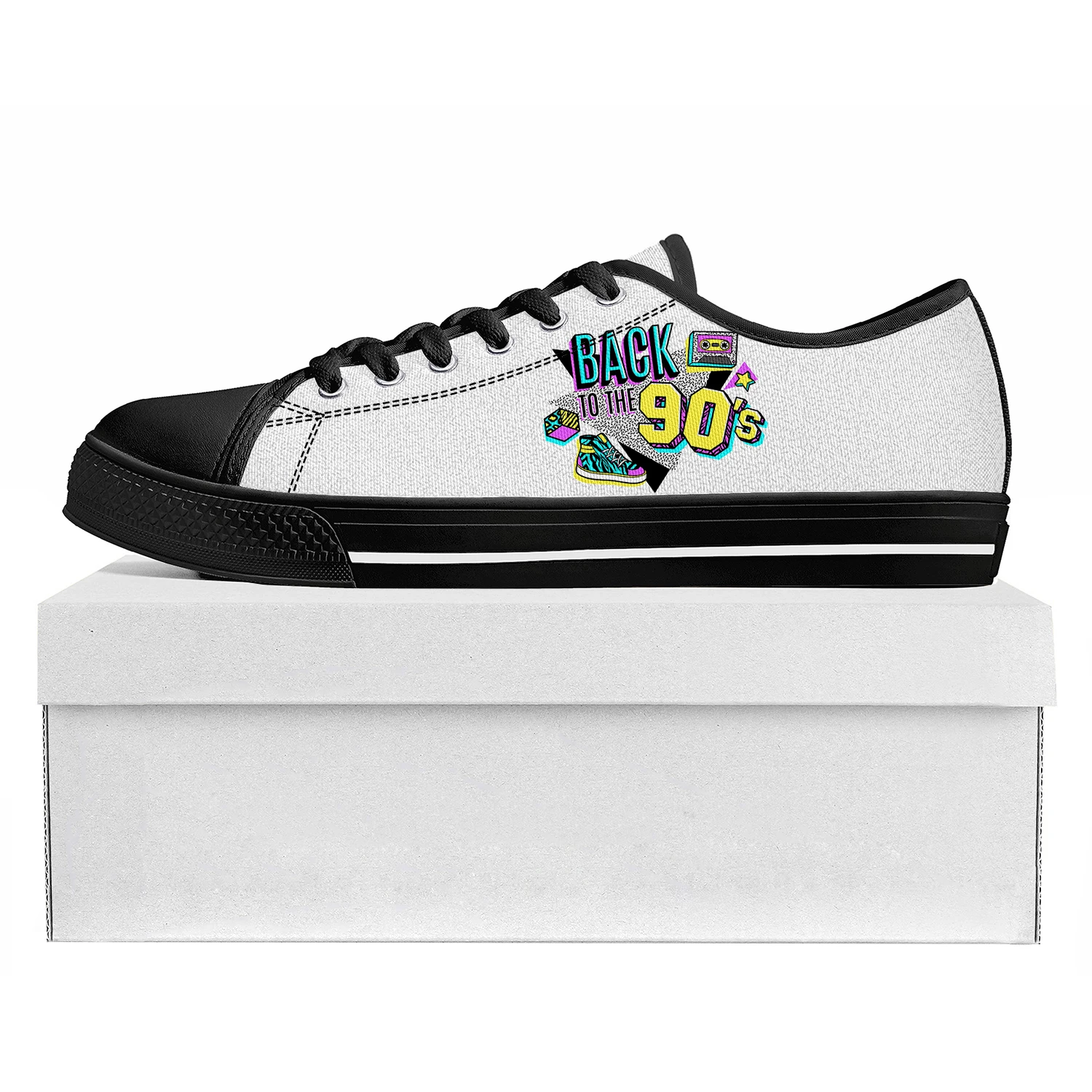 Women'S Shoes In The 90S - Tênis de Lona Retrô Divertido com