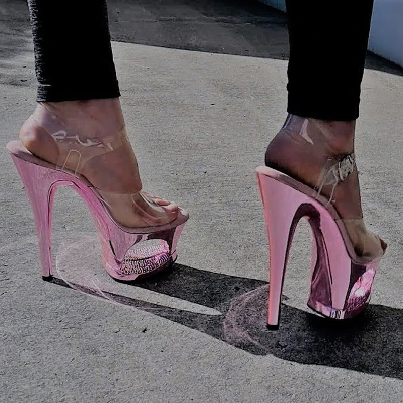 Sandálias de Salto Alto com Pl - Clear Strap Heel avaliação e preço